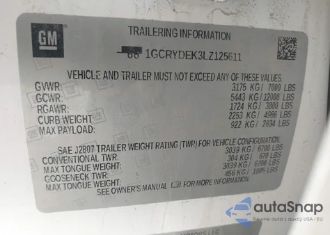 2020 Chevrolet Silverado 1500 4Wd Standard Bed Lt from USA, damaged, VIN 1GCRYDEK3LZ125611